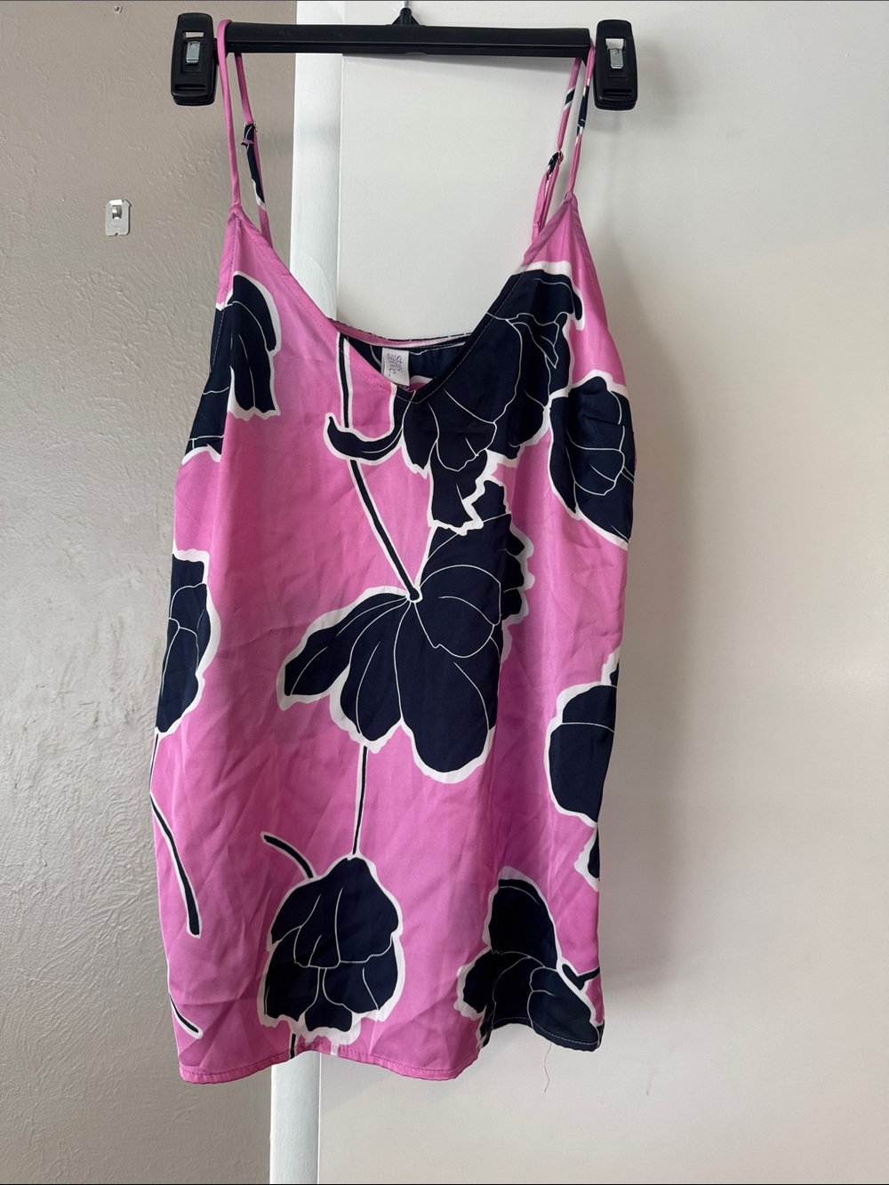 Pink Floral Print Spaghetti Strap Tank Top Sz M